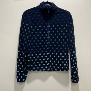 𝅺UNIQLO Navy Blue with Dots Fleece Zip Up Sweater with pockets size medium